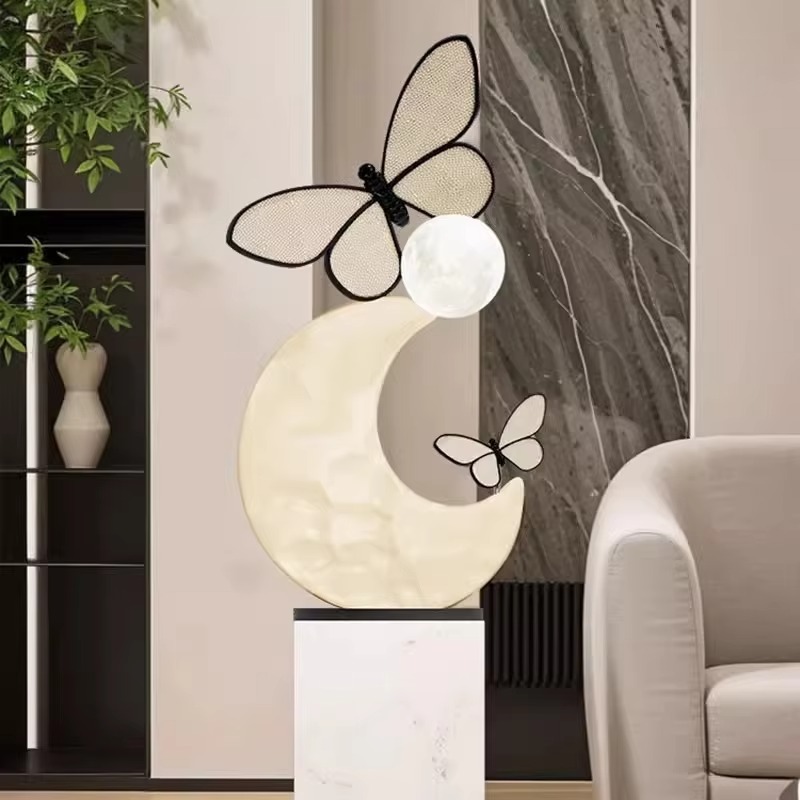 Resin Art Floor Design - Lampu Lantai Patung Kupu-kupu Resin Mewah