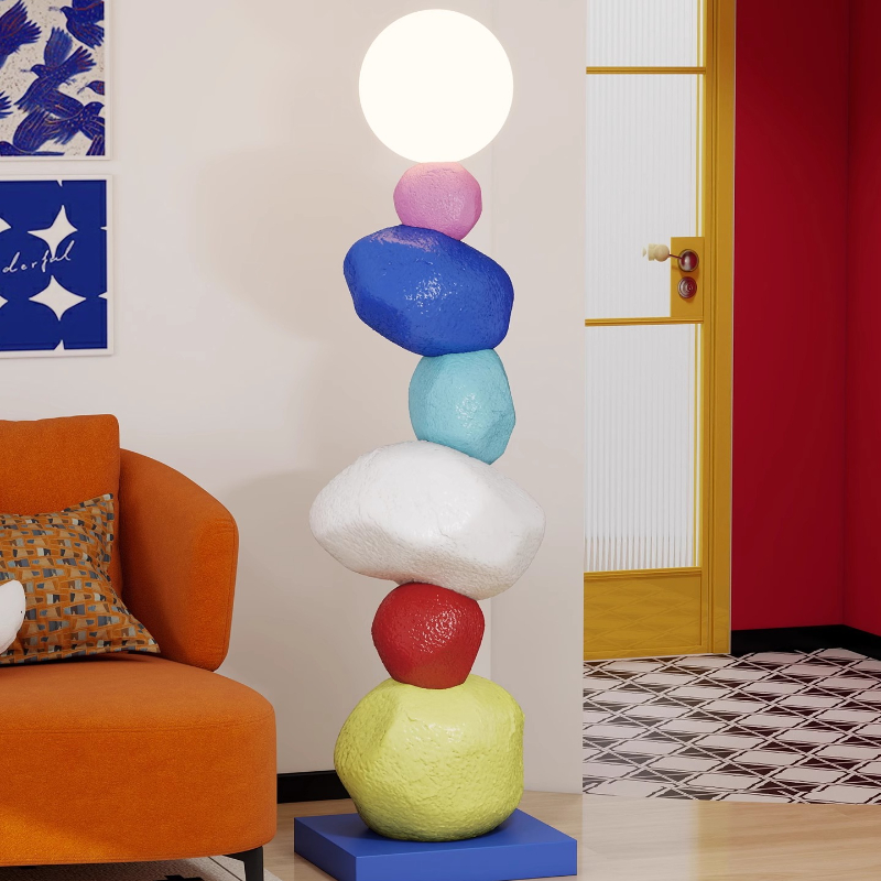 Resin Art Floor Design - Lampu Lantai LED Patung Resin Warna-warni